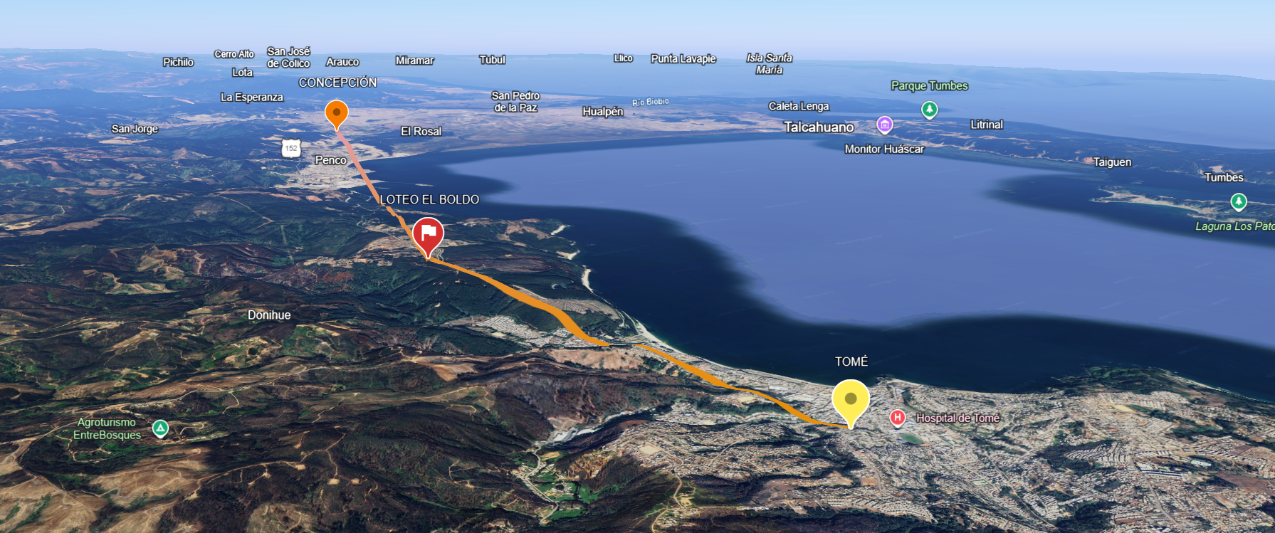 Vista panorámica con georeferencias